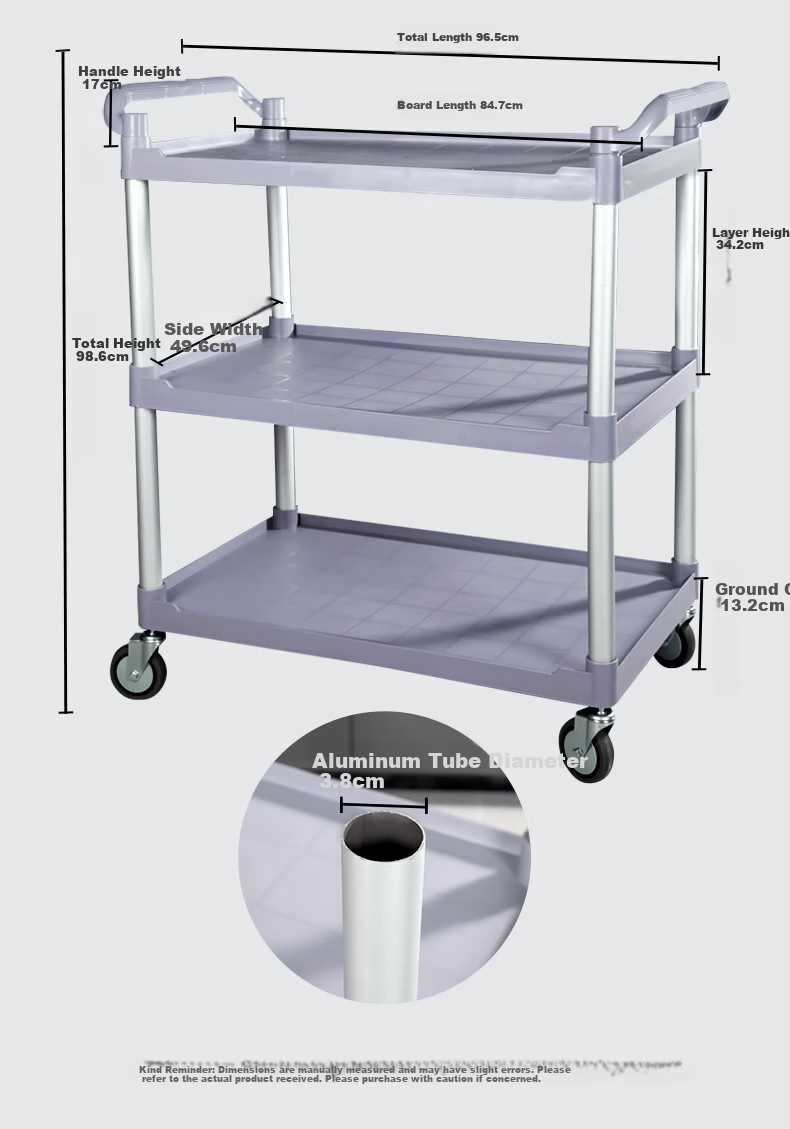 Temeiju 3-Tier Mobile Serving Cart Large Dining Cart Commercial Kitchen Restaurant Utility Trolley 12