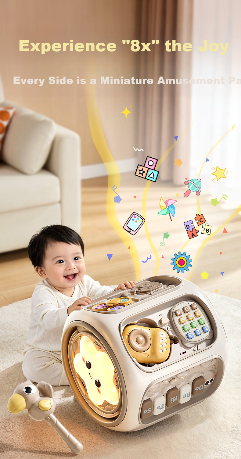 Cute Stone Children's Toy, Educational Hand Drum for Infants Aged 0-1 Years Old, Montessori Early Education Multi-Sided Object, Baby Birthday And First-Year Gift 4