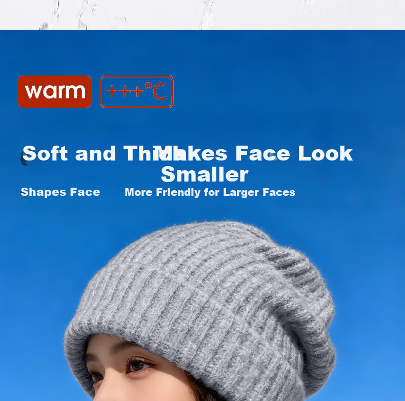 Woodpecker Women's Wool Knit Beanie Autumn Winter Warm Earflap Loose Thickened Wool Blend Hat 12