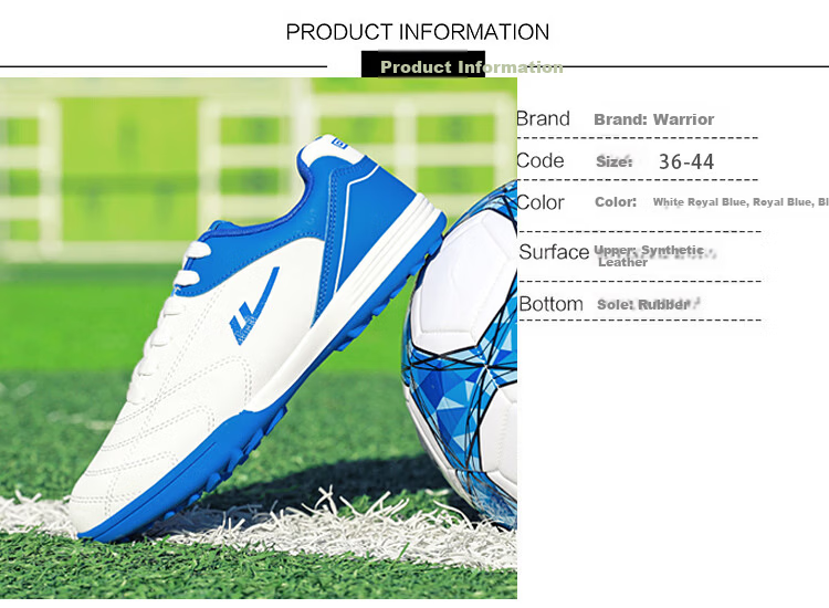 Warrior Soccer Shoes Professional Competition Training Shoes Durable Soft Sole Studded Sports Shoes WXY-N723T Dark Blue Size 36 1