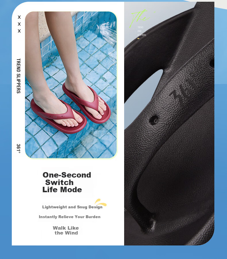361° Men's Summer New Anti-Slip Durable Outdoor Flip Flops Beach Sandals Men's Shower Bathroom Slippers 8