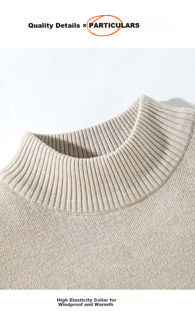 Hodo [Integrated Fleece] 2025 Autumn Winter New Men's Half Turtleneck Fleece-Lined Warm Knit Base Shirt Sweater 6