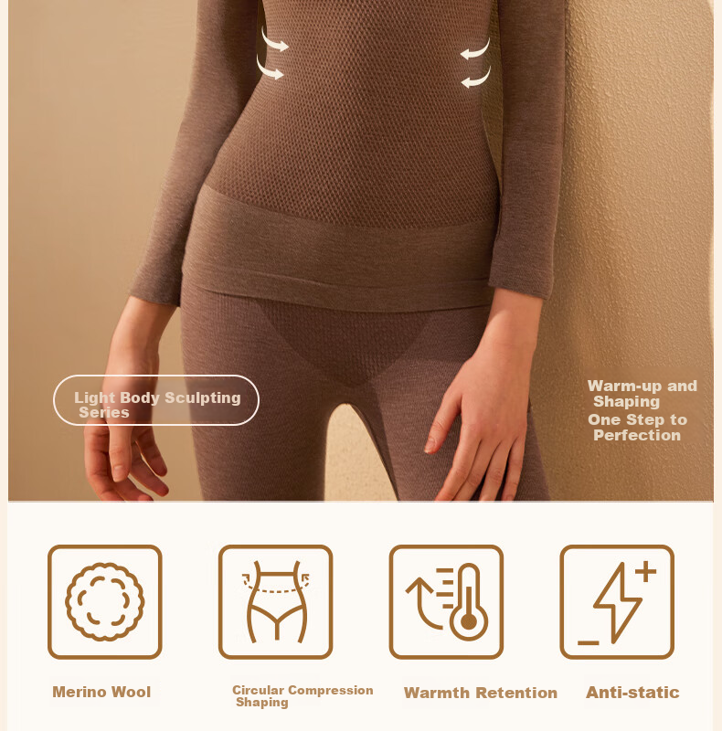 GRACEWELL Women's Thermal Wool Underwear Set Slim Fit Autumn Winter Body Shaping Long Johns Black Gray L 2