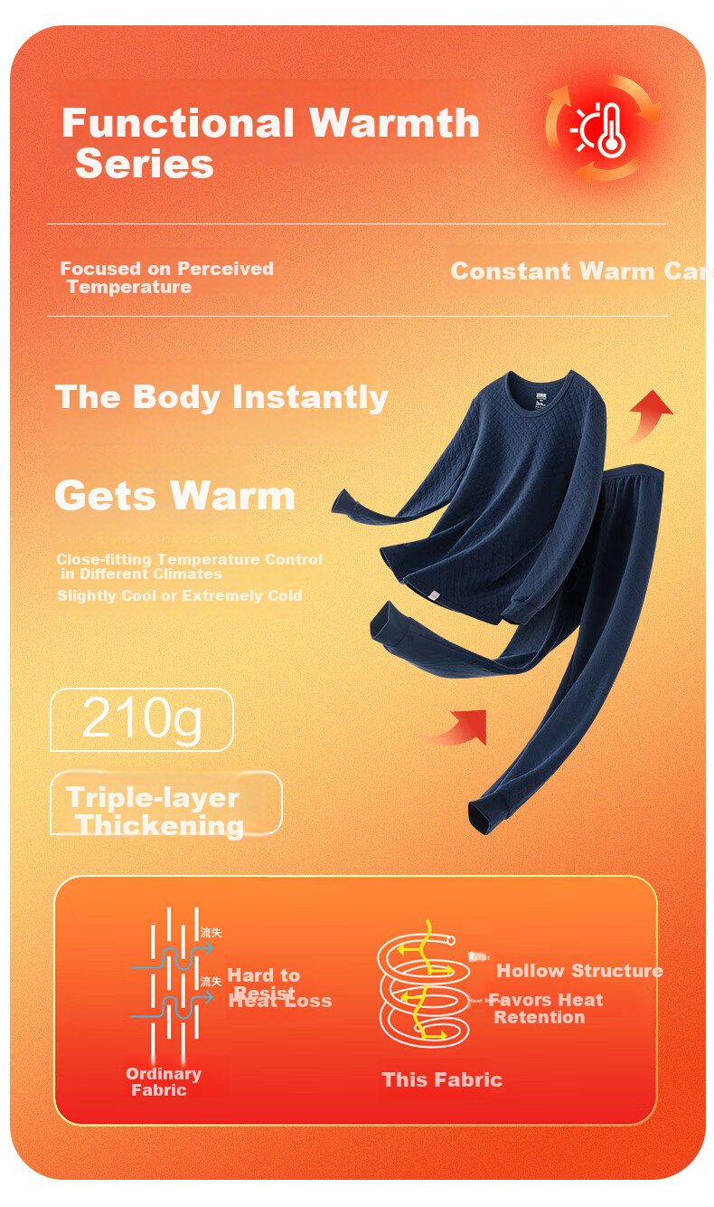 Yiershuang [Class A 3-Layer Thickened] 100% Cotton Thermal Underwear Men's Set Antibacterial Youth Autumn Top and Bottom 2