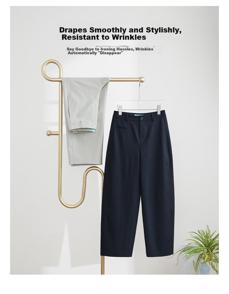 ESE-Y High Waist Cocoon Pants Women 2026 Spring New Slimming Straight Leg Cropped Harem Casual Pants Navy Blue Size 30 5