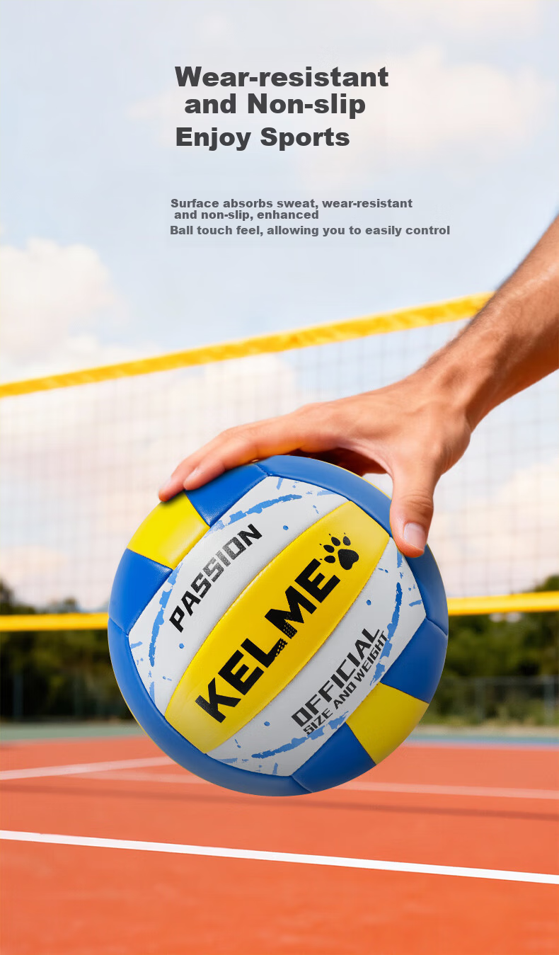 KELME Volleyball No.5 Official Training and Competition Volleyball for Adults and Children Beach Hard Volleyball White Green 6