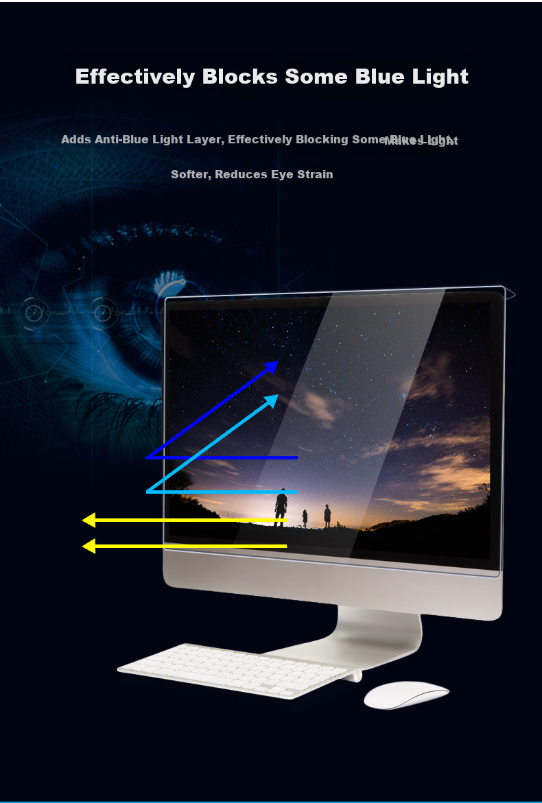 Aigo Computer Monitor Blue Light Protection Screen Eye Protection Blue Light Filter Film Desktop Screen Protector Acrylic Hanging Barrier 24 Inch 2