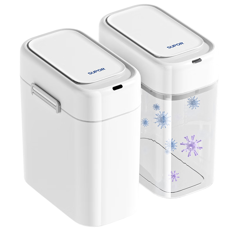 SUPOR Smart Sensor Trash Can 9L Rechargeable Waterproof for Bathroom Narrow Space 2026 Stylish Design