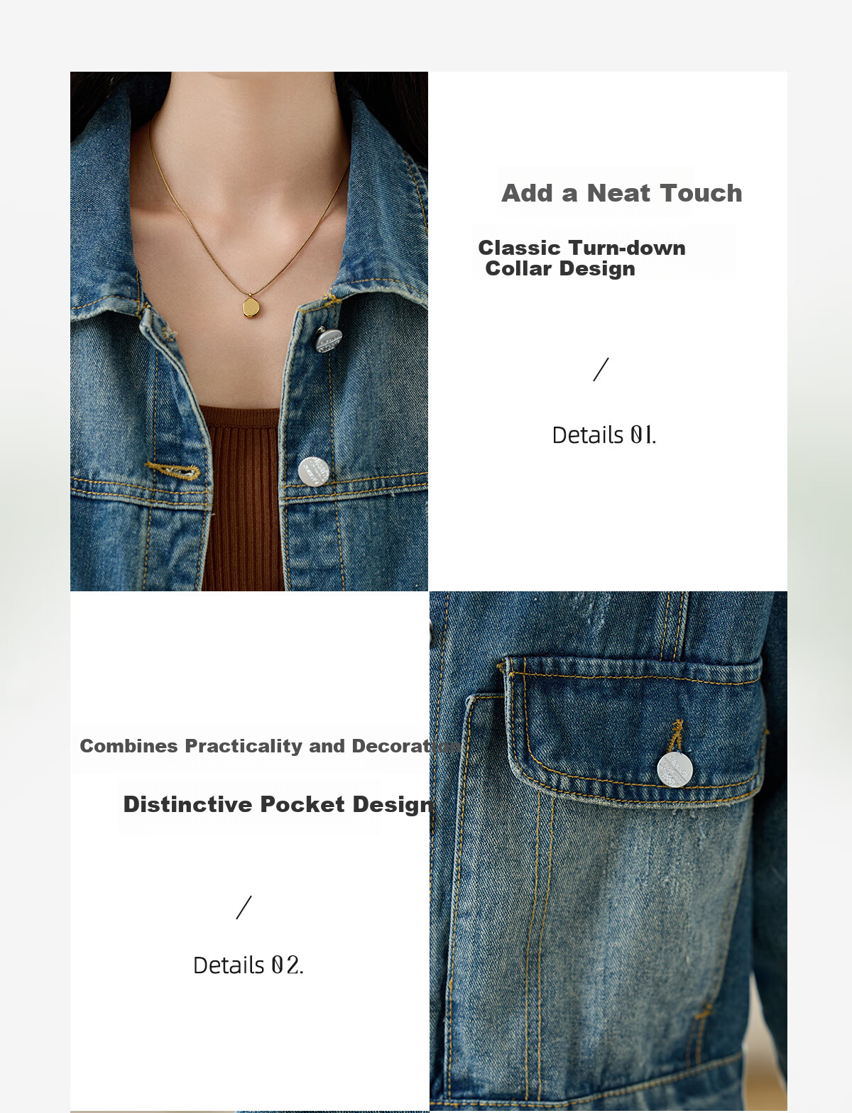 Chushen Spring Autumn Denim Short Jacket Women Turn-down Collar Pocket Vintage Niche Versatile Fashion Top S143U5005 4