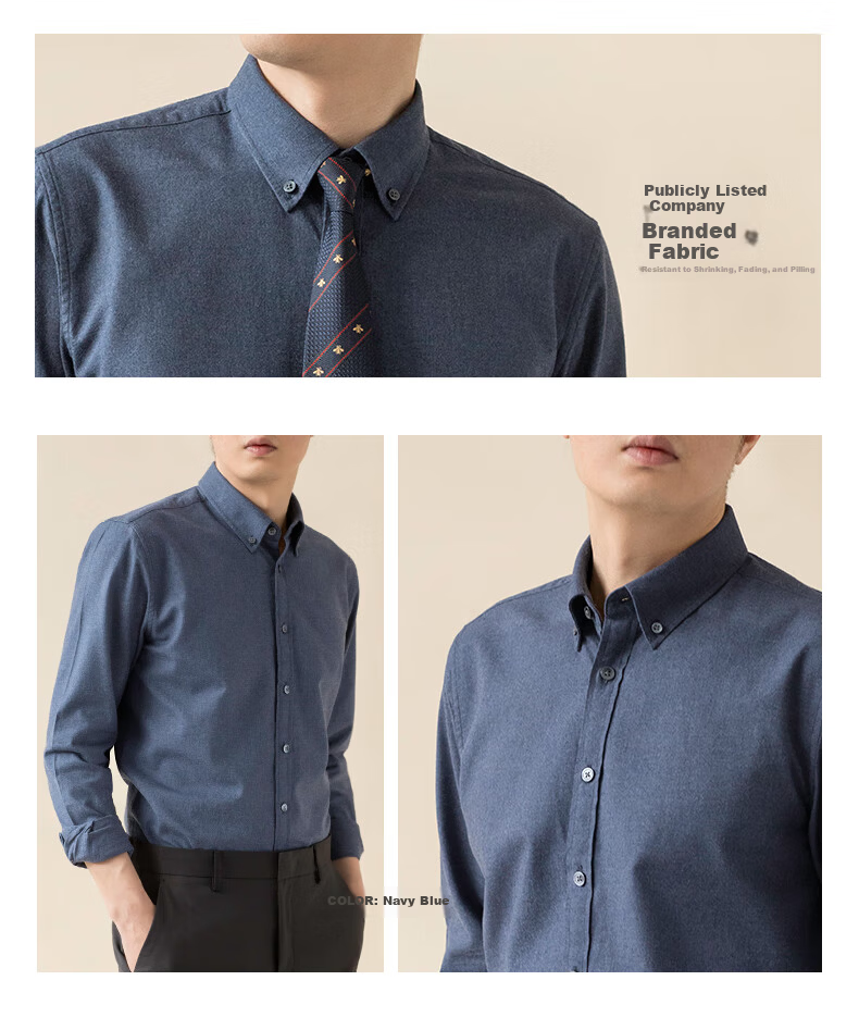 BLACKMONDAY Premium Cotton Yarn-Dyed Long Sleeve Shirt Men Autumn Winter 100% Cotton Business Casual Dress Shirt 9