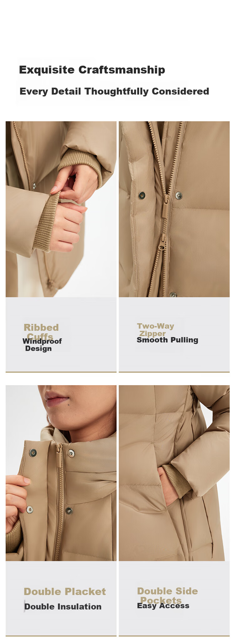 BOSIDENG Women's Off-Season 90% Down Thickened Hooded Loose Mid-Length Casual Warm Coat 4