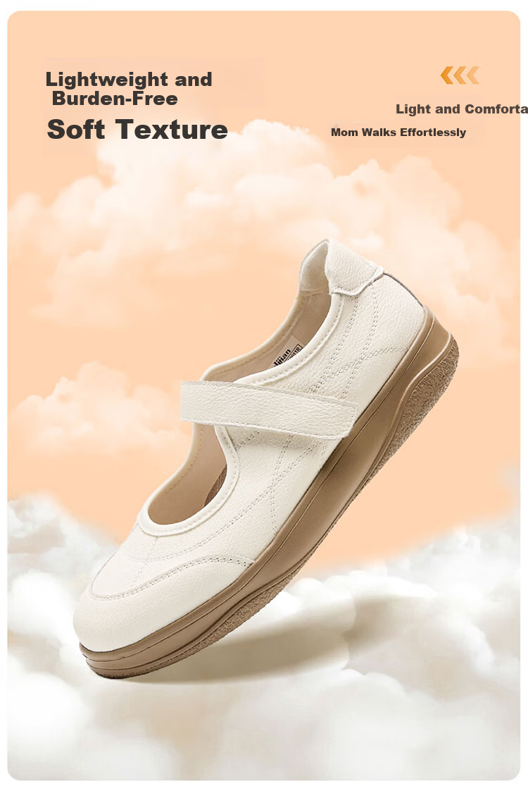 Zulijian Elderly Shoes Spring Summer Women's Leather Soft Sole Loafers Slip-On Single Strap Non-Slip Mom Shoes Nurse Shoes 5