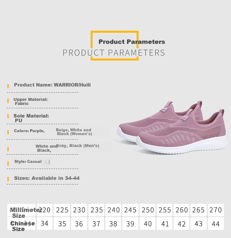 Warrior Official Mom Shoes Summer Women's Slip-On Elderly Soft Sole Walking Sports Casual Shoes Purple Size 37 11