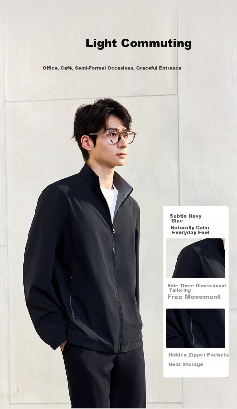 Goldlion [Reversible] 26 Spring Summer Men's Jacket Stand Collar Cloud-Feel Comfortable Commuter Casual Coat Dark Gray 2XL 4