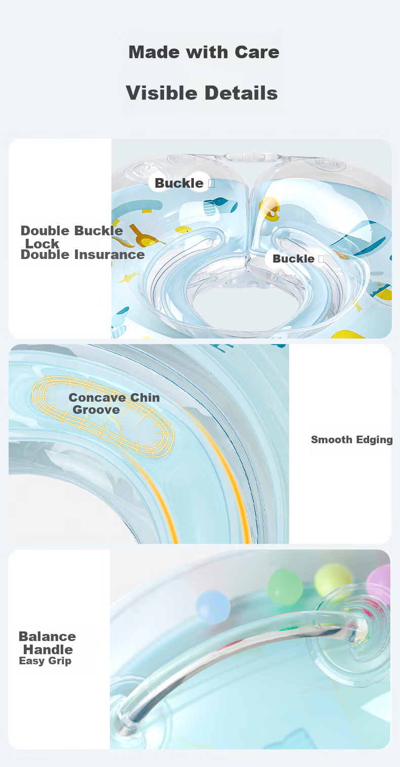 Dr. Ma Baby Swimming Neck Ring Newborn Swim Ring Double Airbag with Music Infant Bath Neck Float Small Size for Home Use 7