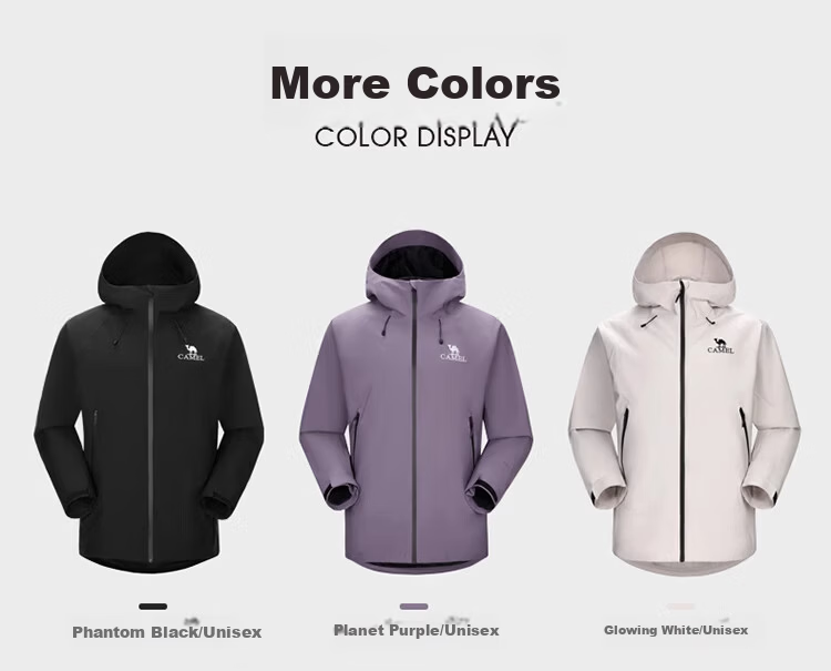 CAMEL Outdoor Single-Layer Waterproof Windbreaker Unisex 3-in-1 Mountaineering Jacket 6B001 Phantom Black, Unisex M 9