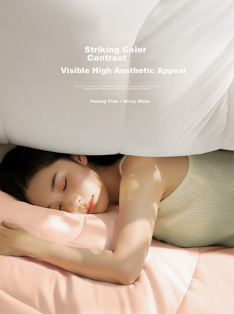 FUANNA Quilt A-Class 60% Soy Fiber Antibacterial Quilt Double Extra Large Winter Quilt Core Bedding 230*229cm Pink 6
