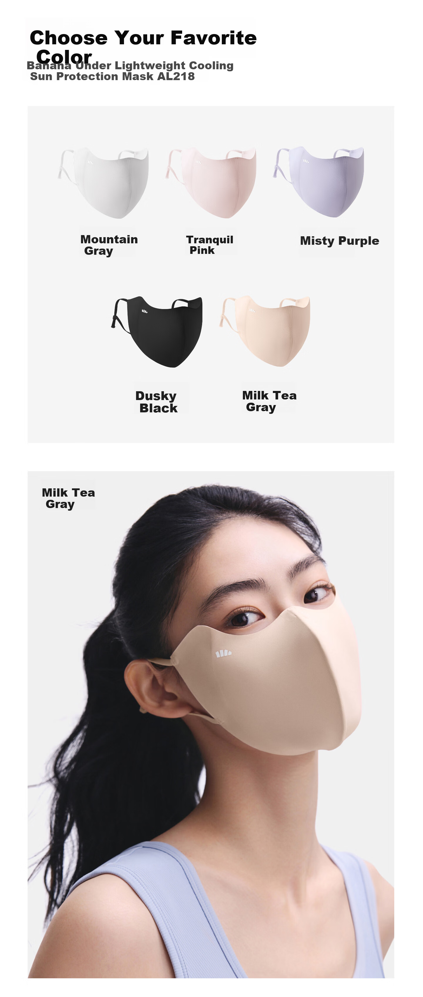 Beneunder Sunscreen Face Mask for Women UV Protection High-Value Lightweight Cooling Face Covering Black 17
