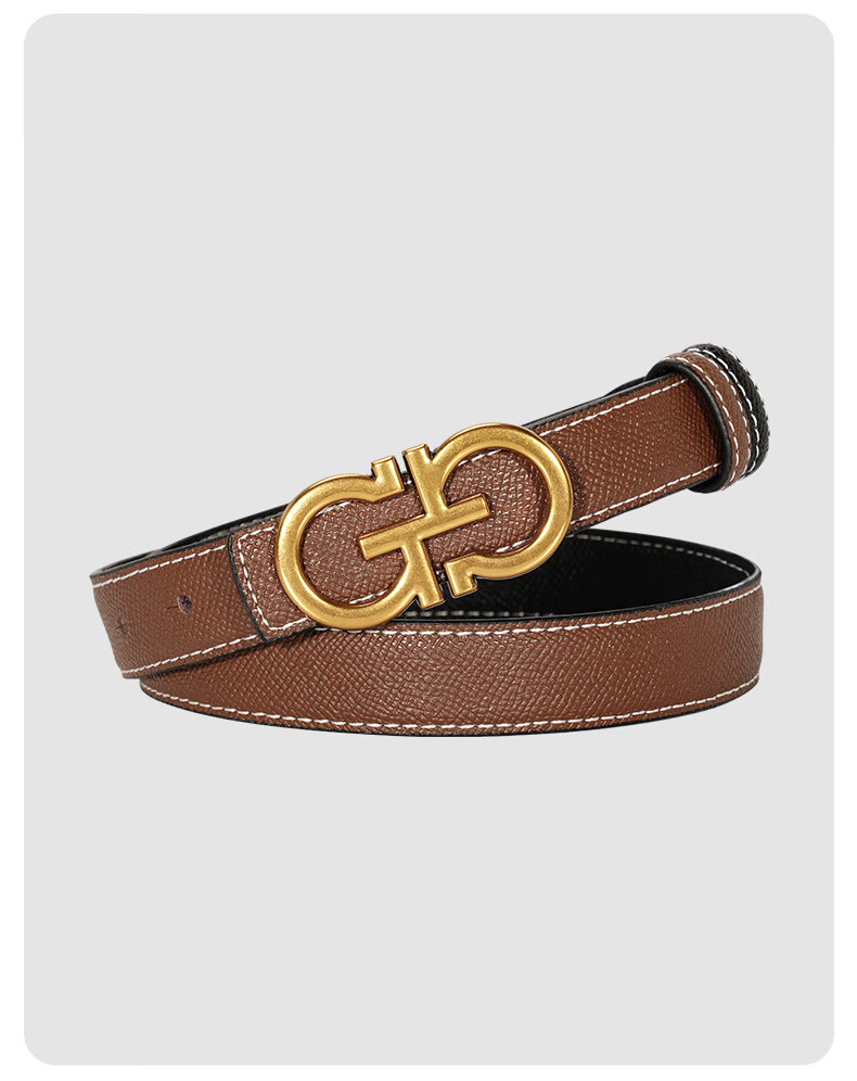 CARTELO Double-Sided Genuine Leather Women's Jeans Belt Smooth Buckle Plate Buckle Pin Belt Birthday Gift for Girlfriend 15