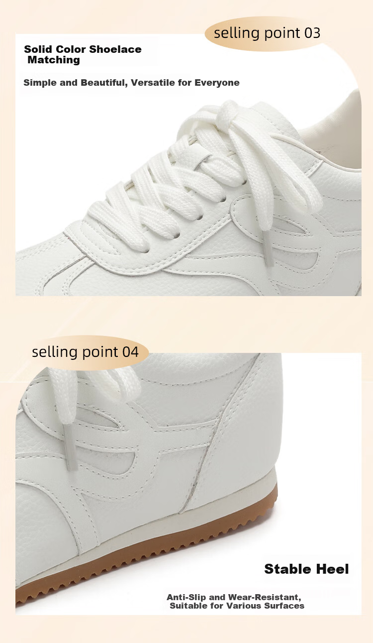 Zhuoshini Versatile White Sneakers for Women Soft Sole Sports Shoes White Size 35 (225mm) 4