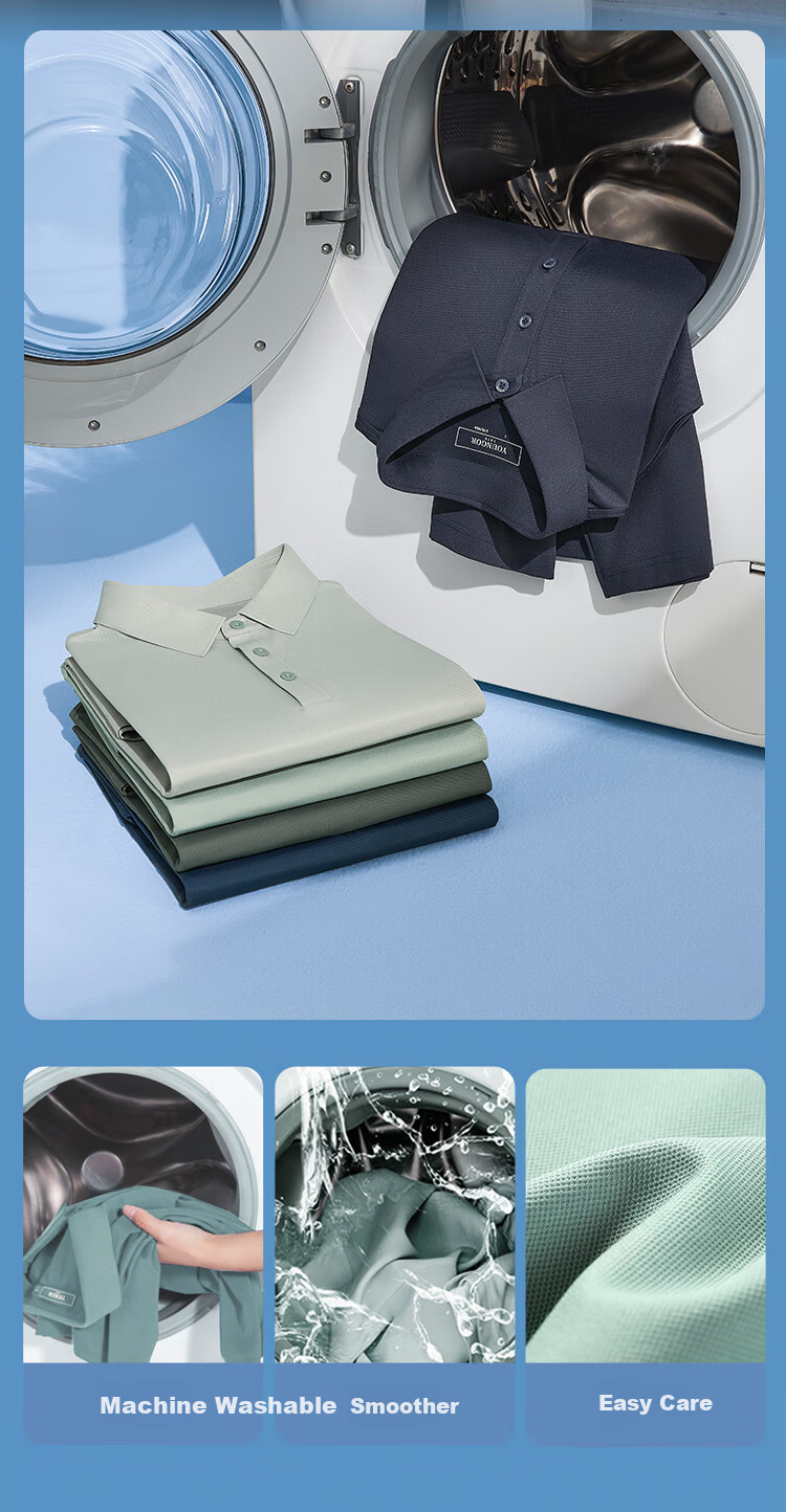 Youngor [Cooling & Sun Protection + Mulberry Silk] Summer Men's Short Sleeve T-Shirt Dark Green VSJD513119PCA S 2