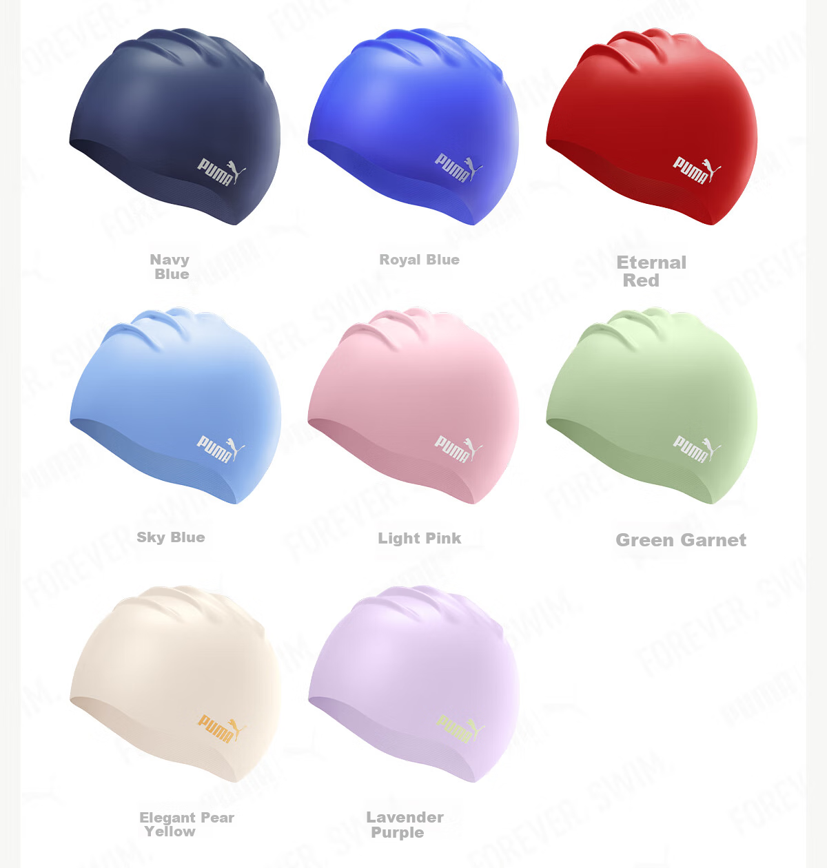 PUMA Adult Silicone Swim Cap Unisex Waterproof Non-Slip Extended Ear Protection Eco-Friendly Large Size Comfortable Fit 11