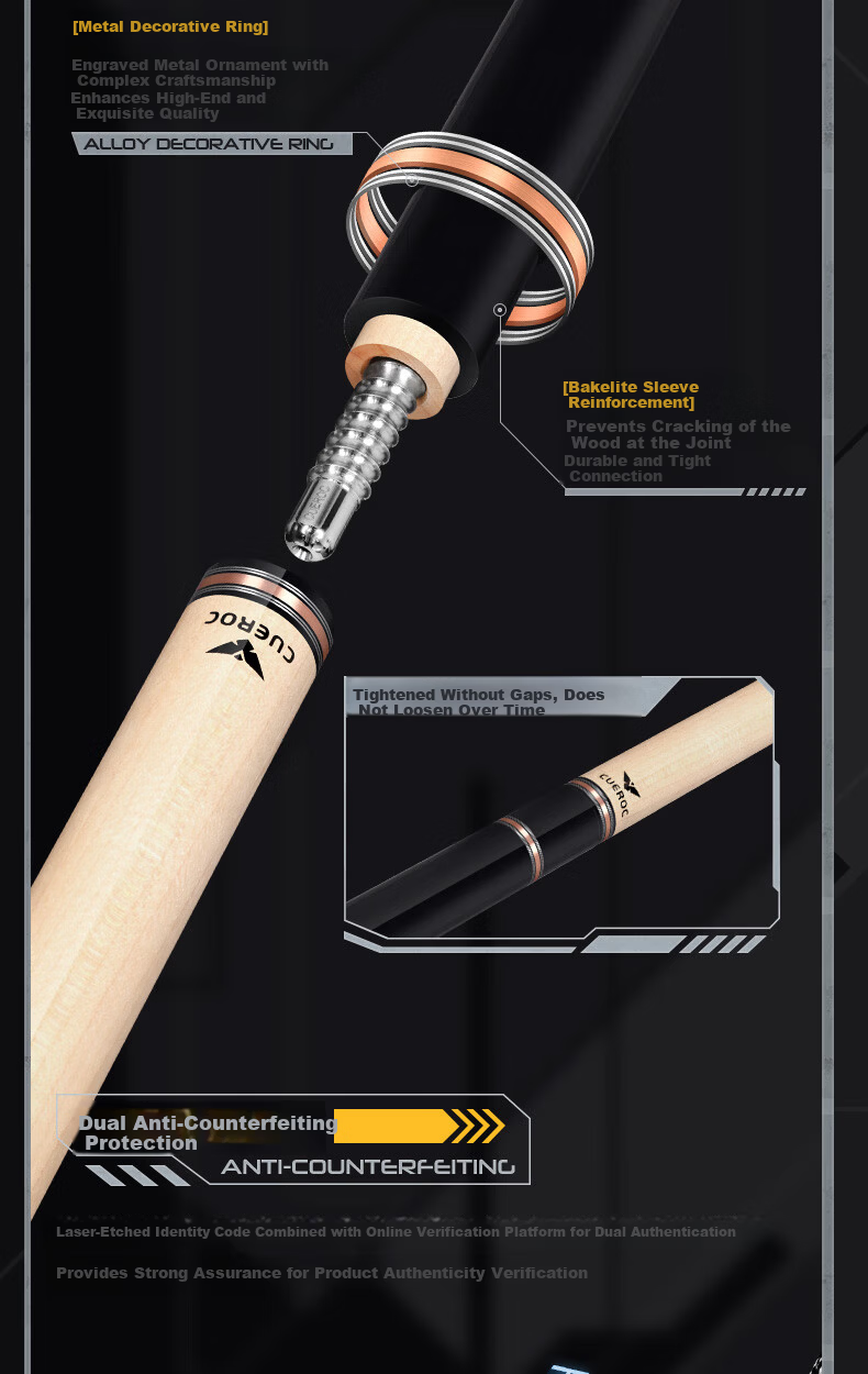 Kurok Galaxy 2 Big Head Billiard Cue Chinese Black 8 American 9-Ball Table Cue Exclusive Cue Case Set 16 Colors 10