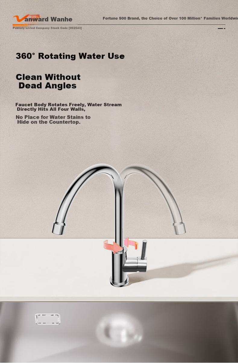 Vanward Stainless Steel Single Cold Faucet 360° Rotatable Outdoor Laundry Balcony Sink Tap 7