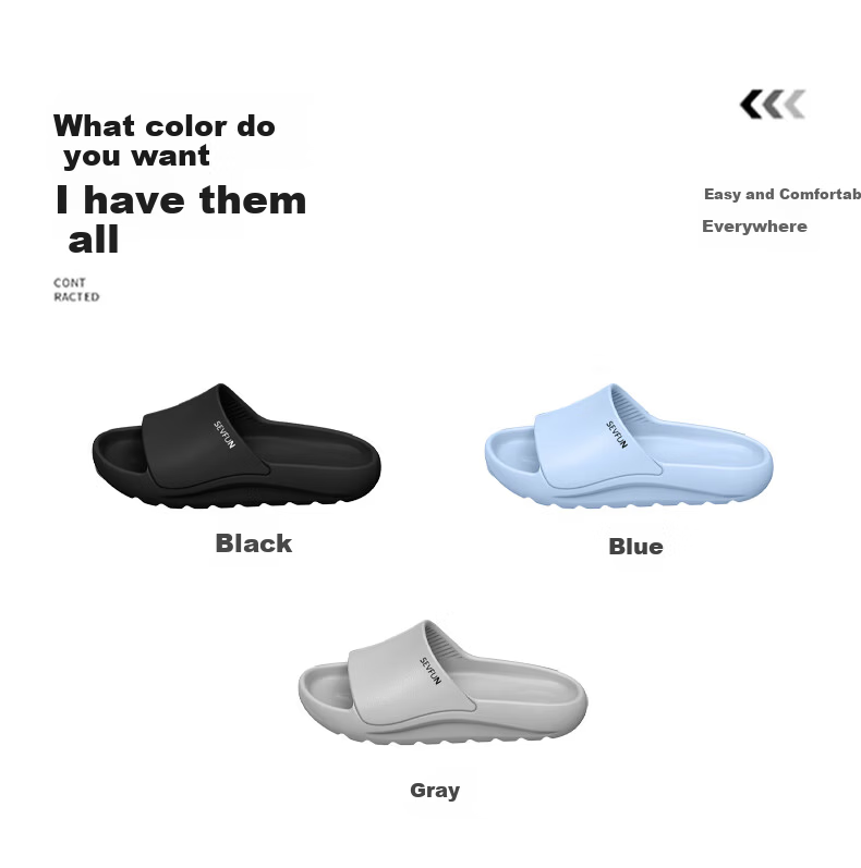 Seven-Color Spun Men's Slippers, Soft Step Sensation, Large Size 44-45, Four-Season Home Use, Bathroom Non-Slip, Outdoor Thick Sole Women's Sandals, Gray 10