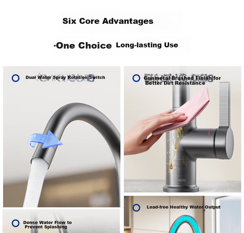 JOMOO Kitchen Faucet Sink Spray Gray Dishwashing Basin Kitchen and Bathroom Sink Hot and Cold Water Faucet 33080-506/HBS1-Z 4