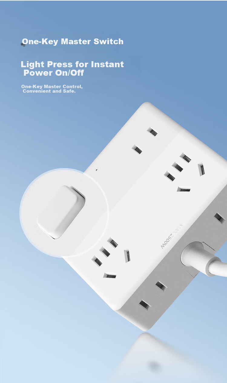 BULL New National Standard Mini Magic Box Overload and Overpower Protection Desktop Power Strip with 5-Control Switches, 1.5m Cable, White 6