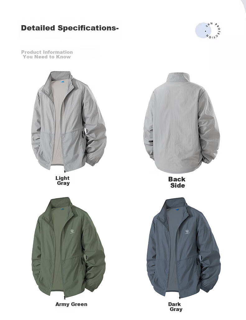 ROMON Men's Summer Lightweight Breathable Casual Comfortable Quick-Dry Fashion Sun Protection Jacket Military Green XL 1