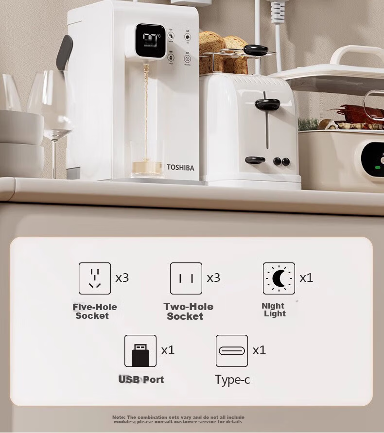 AUX 86-Type Expandable Socket Extension Converter Concealed Multi-Port Household Power Strip with Switch Three Switches 21 Holes + Five Holes Left Expansion Aperture Gray 4