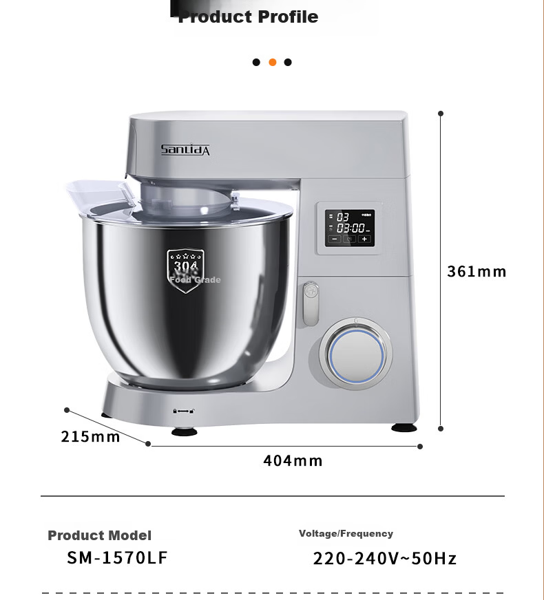 SANLIDA Sanlida 10L Metal Stand Mixer Large Capacity Commercial and Home Use Multifunction Dough Kneading Mixing Fermentation Egg Beater Cream Whisk Expandable 18