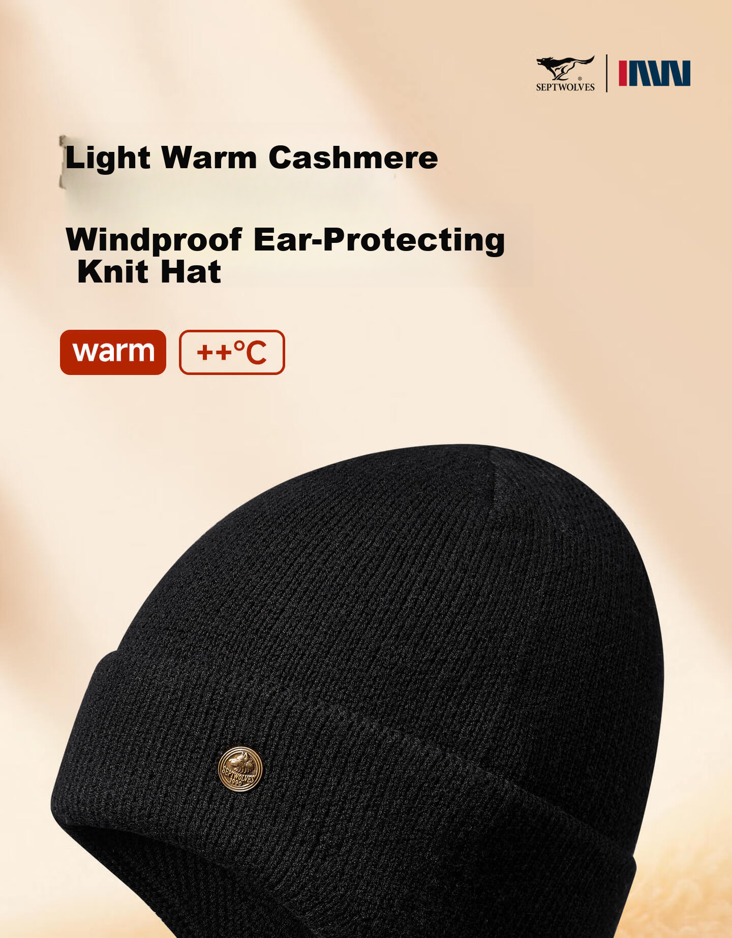 SEPTWOLVES Winter Men's Wool Knit Hat with Ear Protection, Warm Cycling Beanie, Gift for Dad's Birthday 1