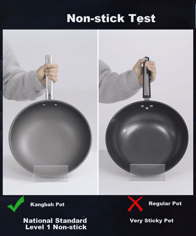 Kambach Fifth Generation 0-Coating Non-Stick Wok 316L Stainless Steel True Titanium Antibacterial Coating-Free Stir-Fry Pan Stove Compatible 4