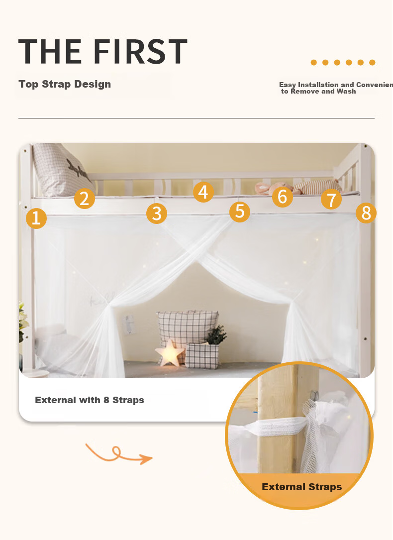Nanjiren Student Mosquito Net Dormitory Square Top Mosquito Net Single Door 0.9m Bed Anti-Mosquito Net [Suitable for Bunk Beds] 4
