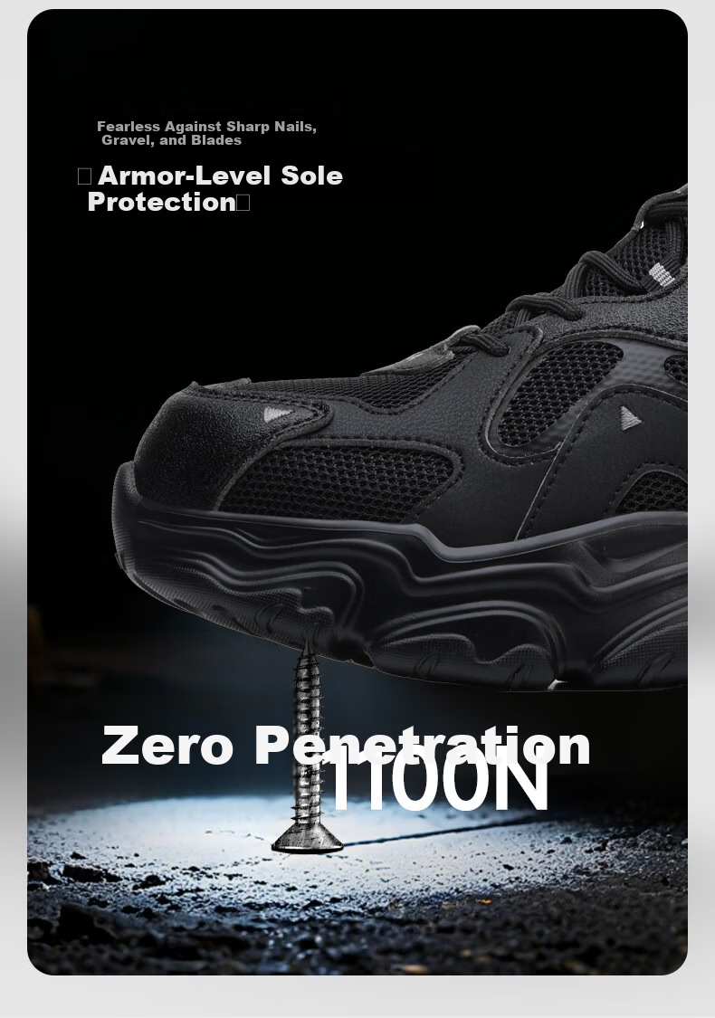 Junbu Safety Shoes Unisex Anti-Smash Anti-Puncture Steel Toe Ultra-Light Breathable Comfortable Work Shoes 6009 Size 41 8