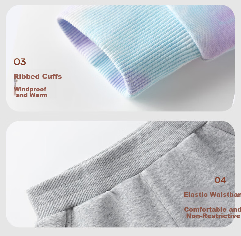 Baleno YBB Series Boys Tie-Dye Set 2026 Spring Autumn Stylish Cool Hoodie Children's Casual Two-Piece Set 6