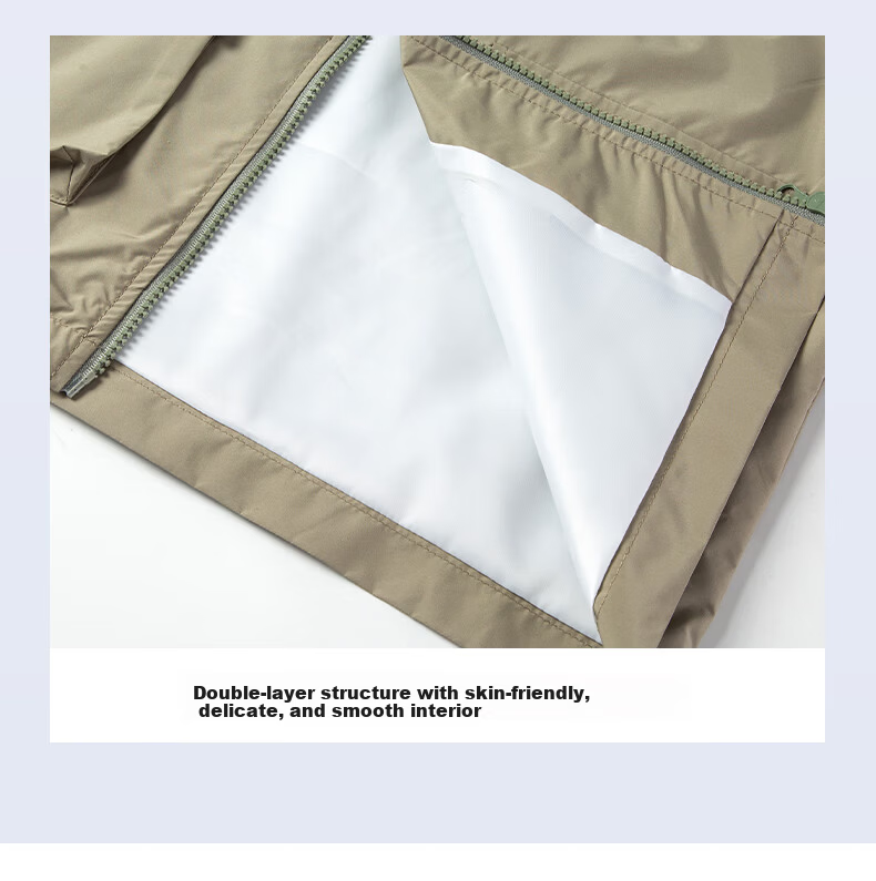 Little Elephant Hamm Boys' Three-Proof Jacket Children's Spring and Autumn Outdoor Boys' Mid-to-Large Kids' Trendy Khaki Jacket 150 cm 10