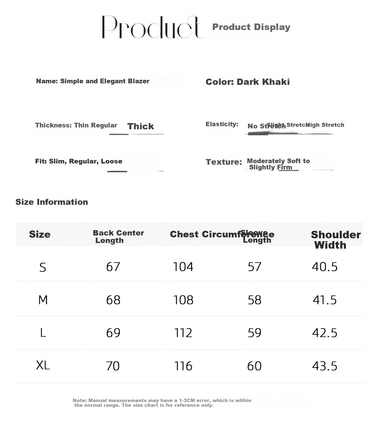 Chushen Chunqiu Women's Classic Simple H-Shape Blazer Casual Commuter Suit Jacket S51U012 8