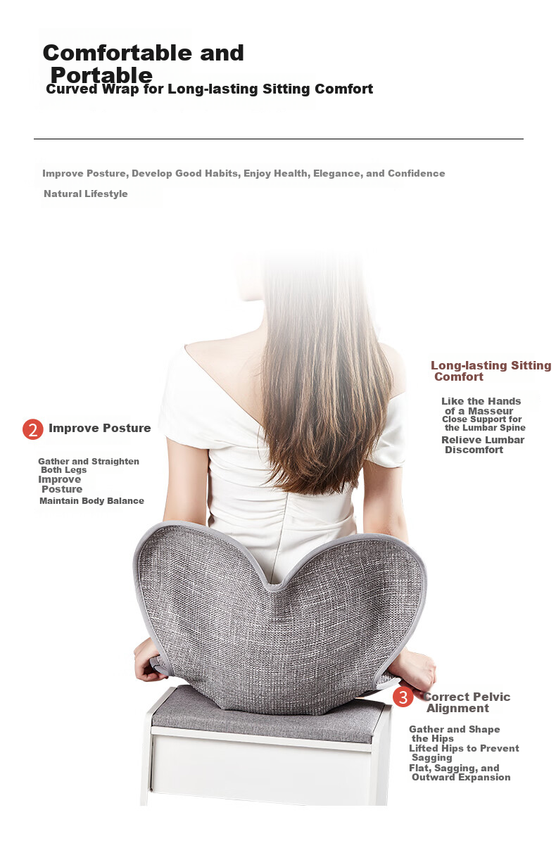 Gusi Ergonomic Lumbar Support Seat Cushion Integrated Backrest Student Office Chair Cushion Waist Support for Long Sitting 1