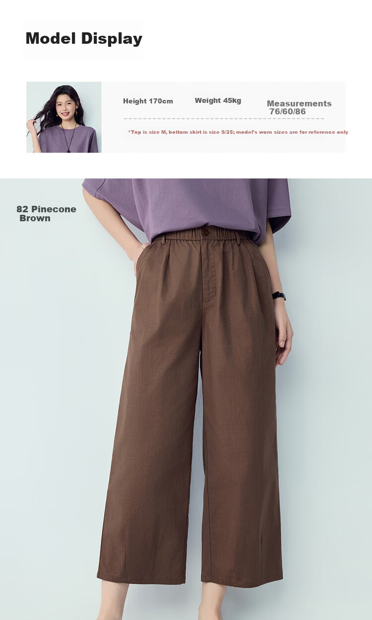 Giordano Women's 2026 Summer Lyocell Cotton Pleated Elastic Waist Nine-Point Straight Casual Pants 13426311 10