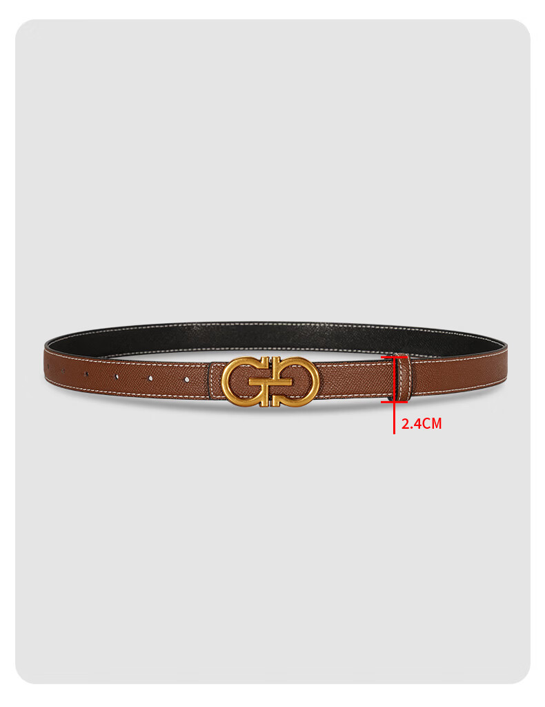 CARTELO Double-Sided Genuine Leather Women's Jeans Belt Smooth Buckle Plate Buckle Pin Belt Birthday Gift for Girlfriend 10