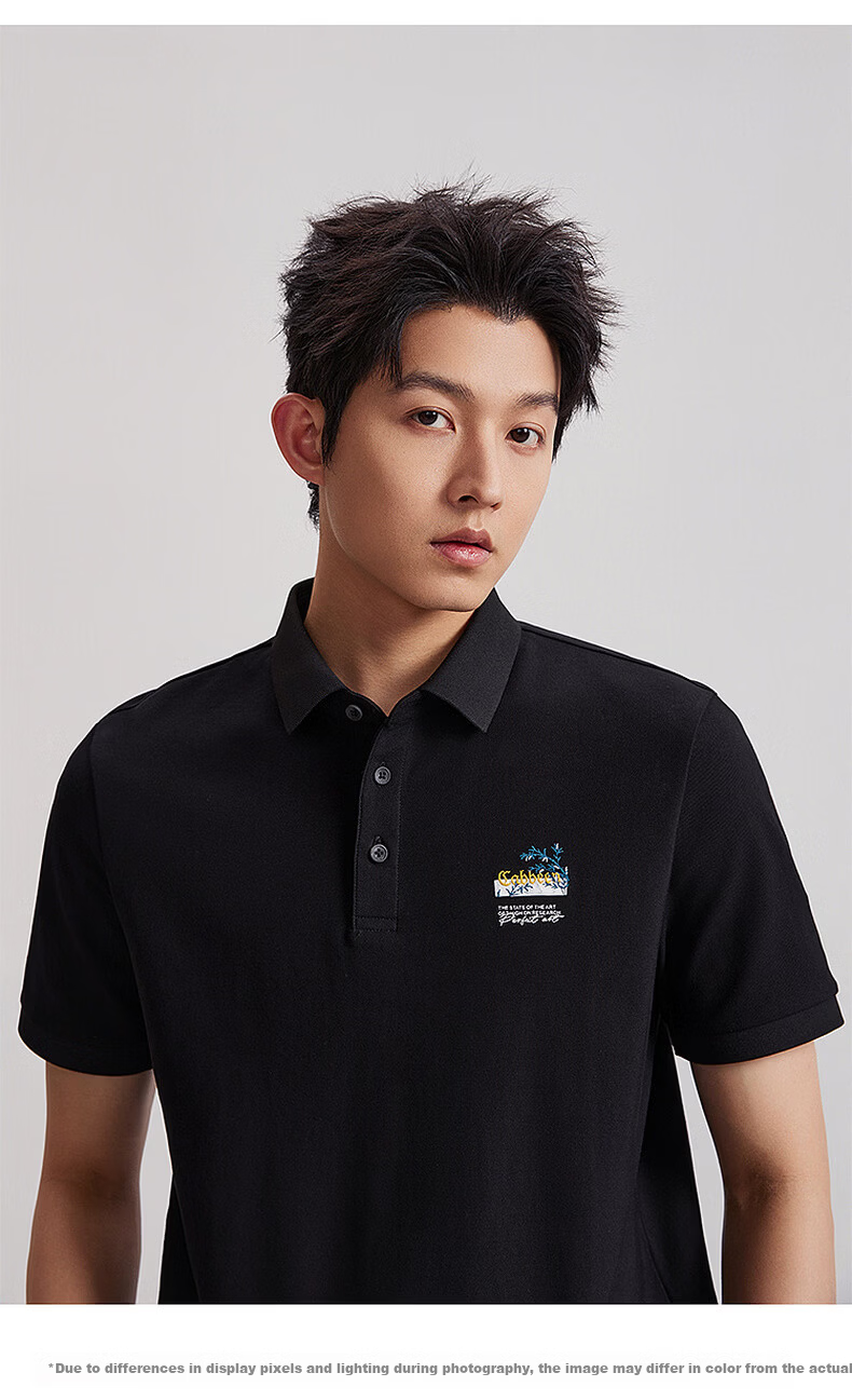 CABBEEN 200G Sorona Cool Touch Pique Polo Shirt Men National Style Bamboo Embroidery Pattern 2026 Spring Short Sleeve T-Shirt 23