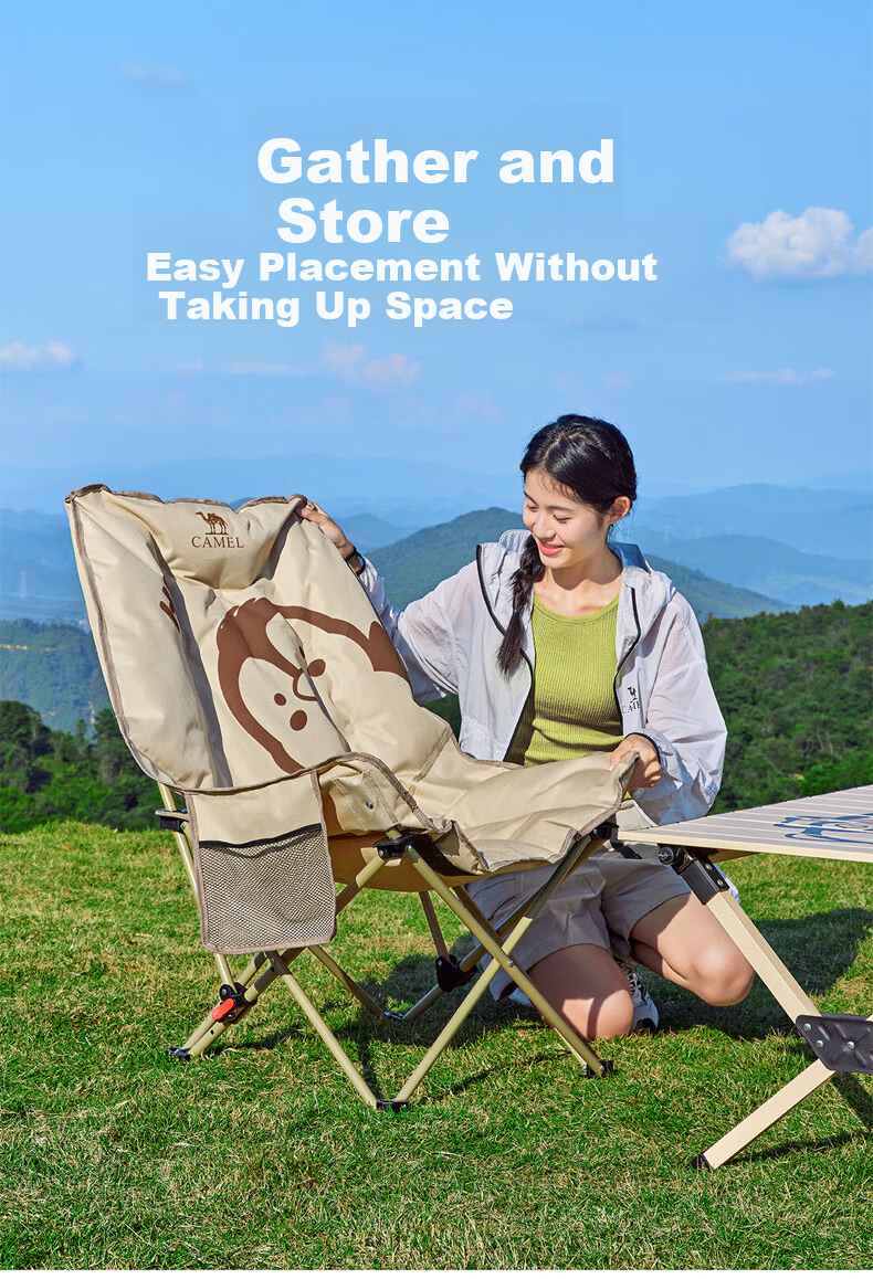 CAMEL Outdoor Folding Chair Moon Chair Camping Picnic High Back Portable Reclining Stool Fishing Table Chair 9003C 12