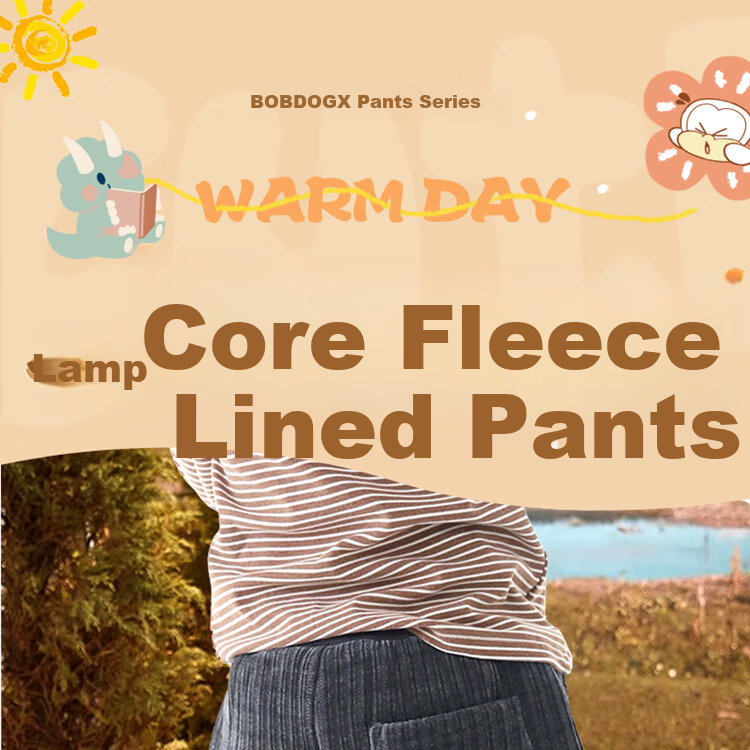BOBDOG Kids Pants Autumn Winter Thin Fleece Lined Casual Boys Long Pants Versatile Outerwear Sweatpants for Older Children 1