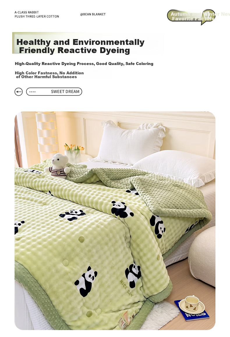 Grace A-Class Fabric Bean Velvet Rabbit Fur Fiber Quilt Autumn Winter Warm Blanket 150*200cm 4 Jin 12