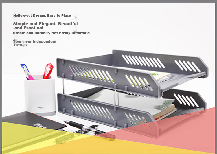Guangbo Three-Tier Metal File Tray/Document Rack/Office Storage Multi-Layer File Organizer Desktop File Holder WZ9305 4