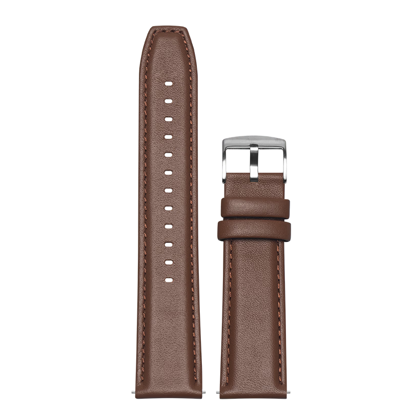 Gangjue Genuine Leather Watch Strap for Huawei GT6/6 Pro/Watch6/5/4/3/2 Honor Magic2 Sport Band Men's Top Layer Cowhide Brown Silver Buckle 22mm 46/48mm